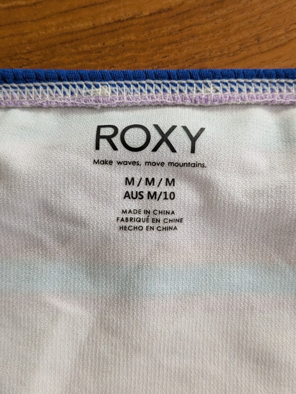 Roxy Color Jam Textured Striped Bikini Fixed Triangle Top S & Hipster Bottom M - Picture 4 of 7